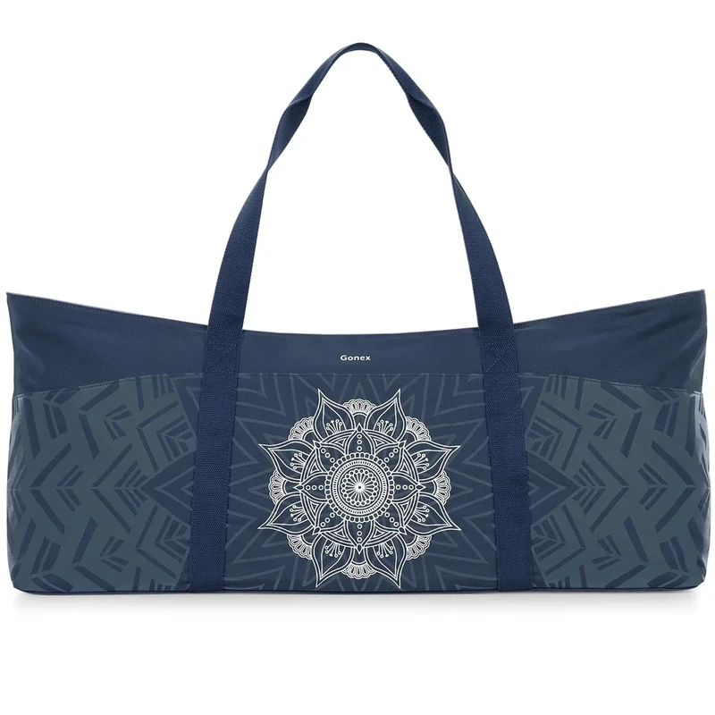 Gonex Yogatasche, Extra Große Canvas Sporttasche mit Wasserdichtem Fach & Metallreißverschluss, Für Matte & Blöcke, Stylische Tragetasche für Damen, Ideal für Yoga, Pilates, Reisen, Blau