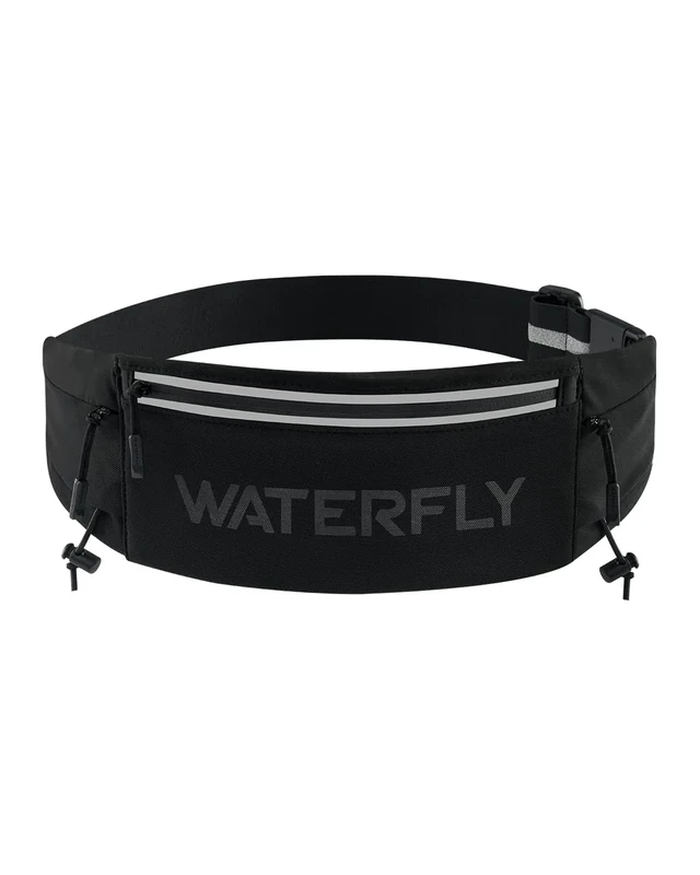 WATERFLY Laufgürtel für Handy Lauftasche Joggen: Lauf Hüfttasche Herren Damen mit 3 Taschen Jogging Bauchtasche Handytasche Triathlon Startnummernband Laufgurt Marathon Running Belt mit Nummernhalter