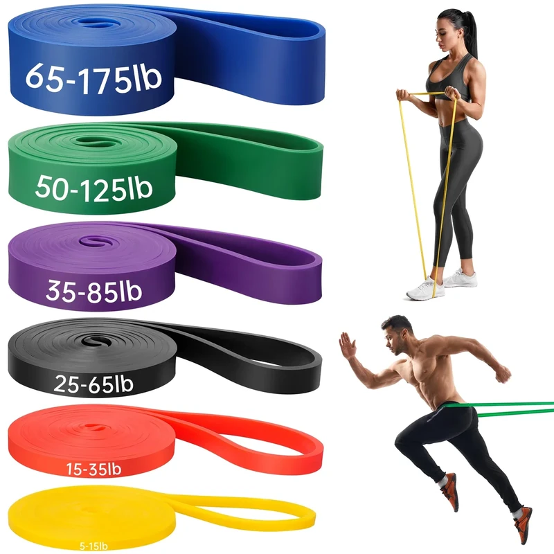 Widerstandsbänder Set mit 6 Stufen, Resistance Bands, Stretchband Fitness, Fitnessbänder für Physiotherapie, Yoga, Pilates, Krafttraining, Muskeltraining, Expander Band für Männer & Frauen.