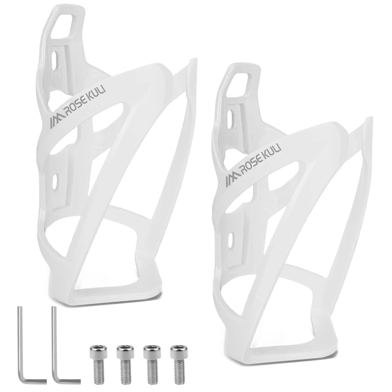 Rose Kuli Flaschenhalter Fahrrad - 2er Pack Getränkehalter für Fahrräder, Trinkflaschenhalter für MTB und Rennräder (Weiß)