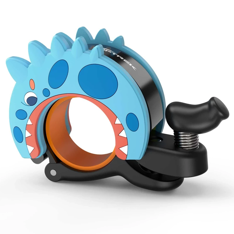 toptrek Fahrradklingel Kinder 2025 Neue Aufrüstung, 100dB Klingel Fahrrad Kinder für Mädchen und Jungen, Dinosaurier-Design Wasserfest & Rostfrei für Kinderfahrrad Roller Laufrad 22.2-25.4mm (Blau)