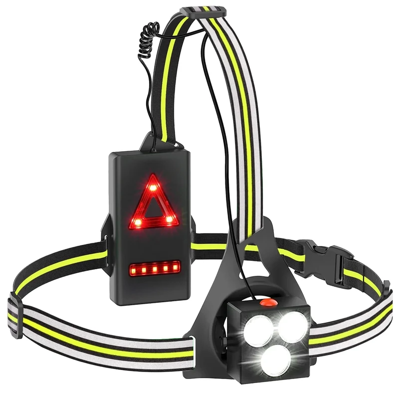 Husgw Lauflichter für Läufer,120 ° Verstellbare LED Brustlampe Laufen, Wiederaufladbare IP65 Wasserdichte Reflektierende Lauflampe für Joggen, Camping, Wandern im Freien
