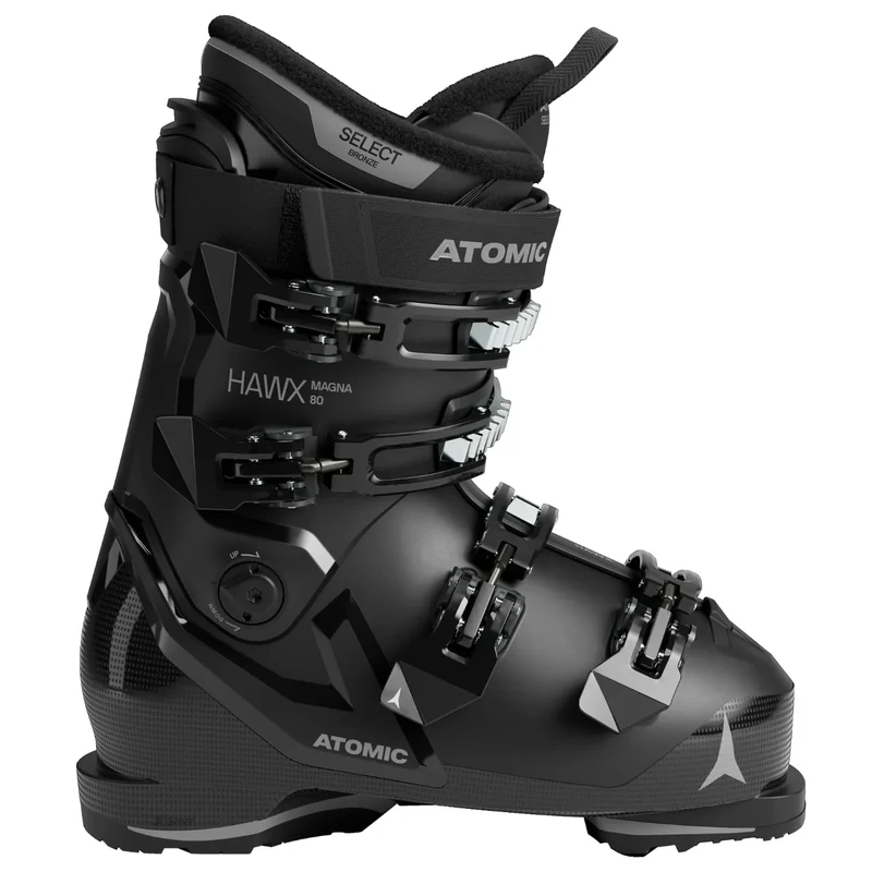 ATOMIC HAWX Magna 80 Skischuhe in Schwarz/Anthrazit - Größe 45/46 - Breite Ski-Boots mit 102 mm Passform & 80er-Flex - Hochwertige Ski-Schuhe mit Prolite-Konstruktion