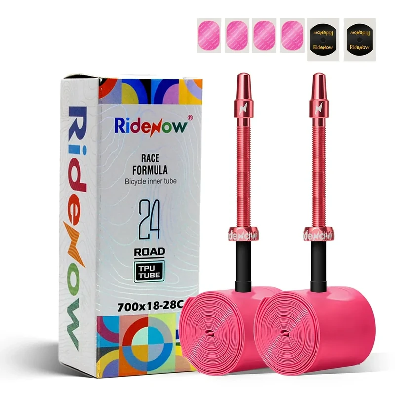 RideNow 700C TPU Fahrradschlauch Kompatibel mit 700x18/23/25/28C, 2 Pack 24g Ultraleichter Rennradschlauch mit 45/65/85mm Presta Ventil aus Metall
