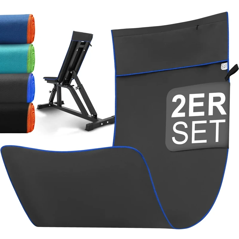 Jokisa Fitness Handtuch 2er Set, 120x50cm Gym Handtuch mit Reißverschlusstasche, Microfaser Sporthandtuch Fitnessstudio Kompakt & Schnelltrocknend für Training, Camping, Reise, Strand (Grau)