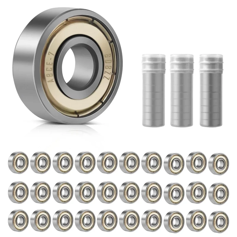 30 Stück Kugellager, 608ZZ Kugellager, Kugellager 8x22x7 mm, Double Shielded Miniatur Rillenkugellager, Carbonstahl Präzisionslager, 608 Kugellager für Skateboards, Rollerblades, Fahrräder (30)