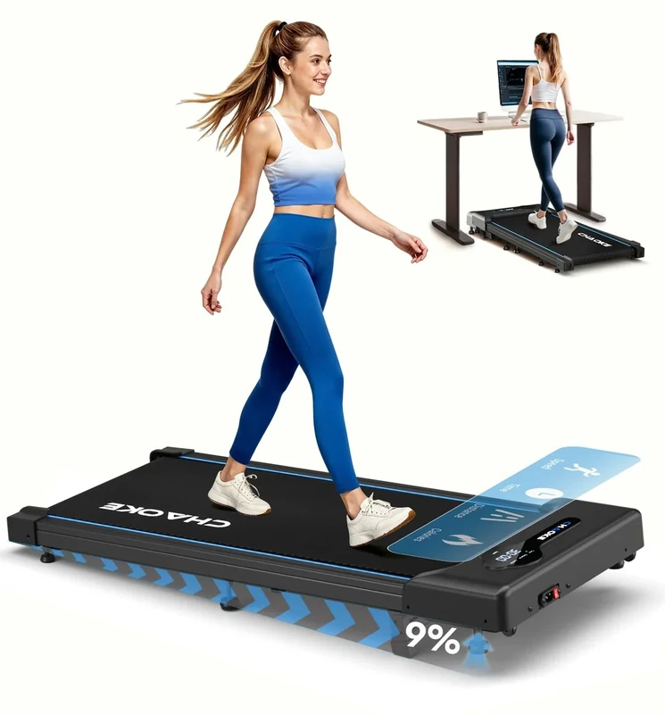 Walking Pad CHAOKE laufband für Zuhause mit 9% Steigung, 10 km/h Walking Machine, 2,75 PS leiser Motor, LED-Anzeige, Bis 150 kg, Keine Montage Erforderlich, 12 HIIT-Programmen und Fernbedienung
