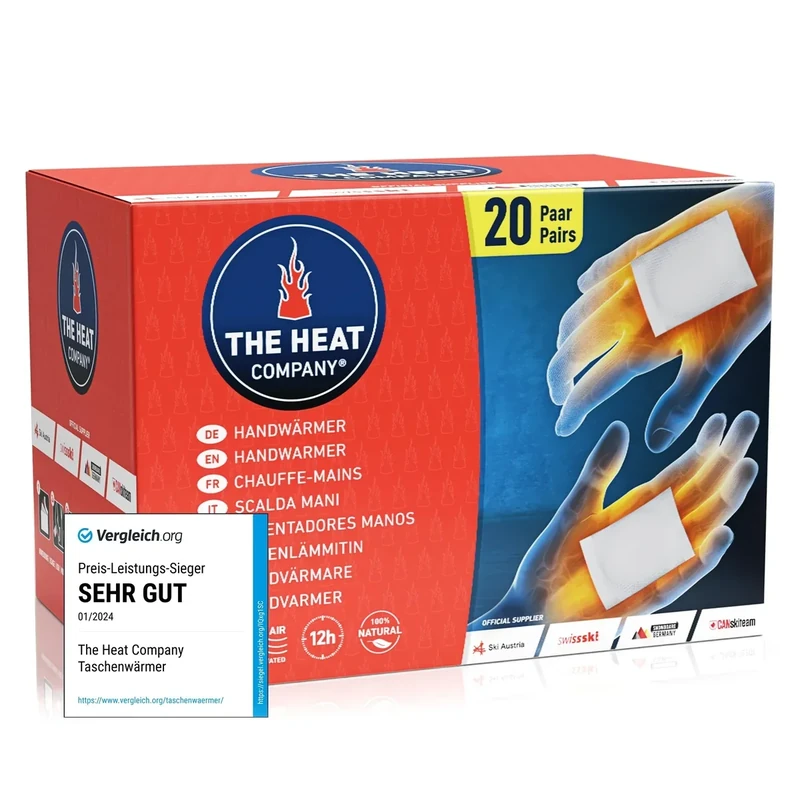 THE HEAT COMPANY Handwärmer - 20 Paar - EXTRA WARM - Taschenwärmer Wärmepads - Fingerwärmer: 12 Stunden warme Hände - luftaktiviert