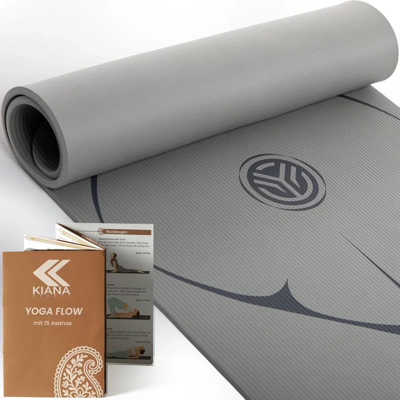 KIANA SPORTS® Yoga Matte aus Deutscher Entwicklung – Rutschfeste & gelenkschonende Yogamatte – 2 Komfort-Dicken (1,0 & 1,5 cm) – Weiche Sportmatte & Gymnastikmatte – Für Yoga, Pilates & Krafttraining