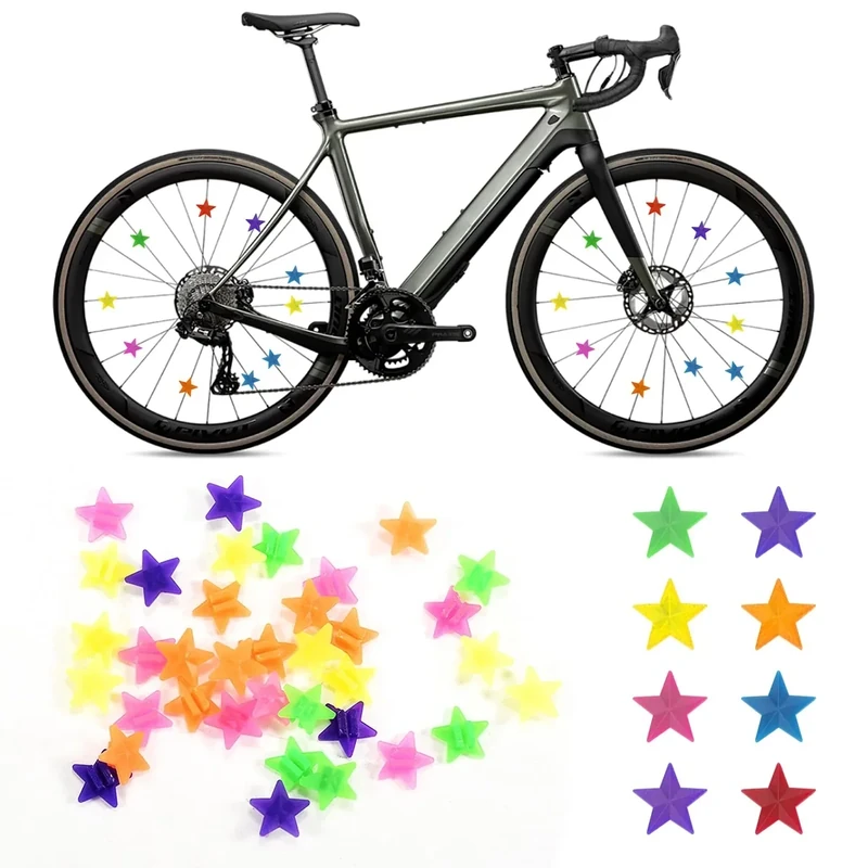 36 Stück Speichenreflektoren Fahrrad Kinder, Reflektoren Fahrrad, Fahrrad ZubehöR Kinder, sternförmigen Designs, Katzenaugen Fahrrad Kinder, Geeignet FüR die Meisten Fahrradtypen (Sternendekoration)