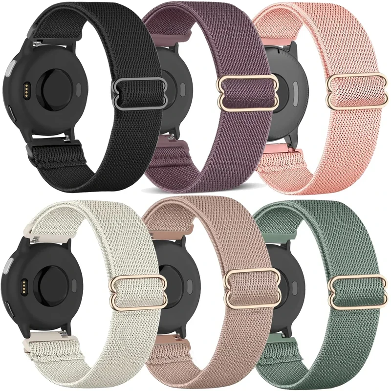 TUCOMO 6 Stück Elastische Nylon Armband Kompatibel mit Garmin Vivoactive 5/Vivoactive 6, Loop Dehnbares Uhrenarmband für Garmin Forerunner 165/55/245/645 Herren Damen