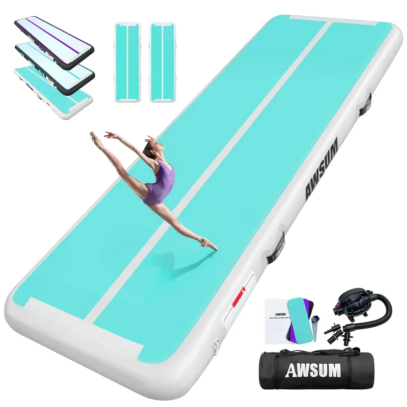 AWSUM Air Matt 200x100x10cm Tumble Track Aufblasbar Gymnastik Tracke mit Luftpumpe für Zuhause Outdoor