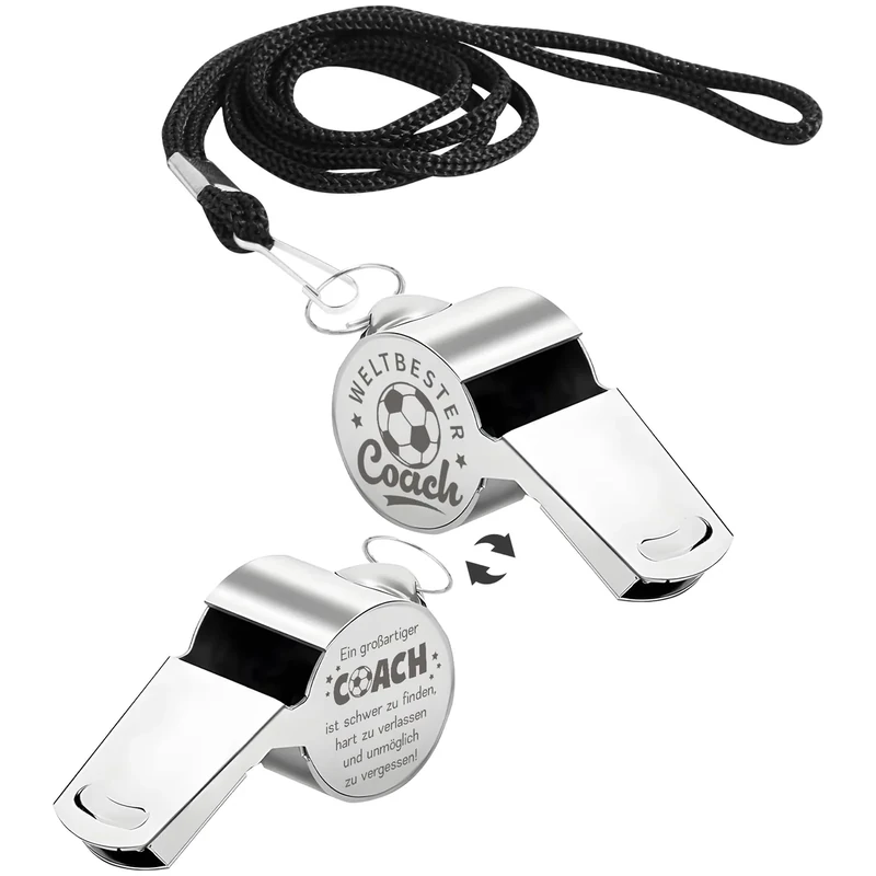 Trillerpfeife Bester Coach Geschenk Fussball Trainer Pfeife Abschiedsgeschenk Trainer Fußball Edelstahl Sportpfeifen mit Gravur Danke Abschied Geschenk Ein großartiger Coach ist schwer zu finden