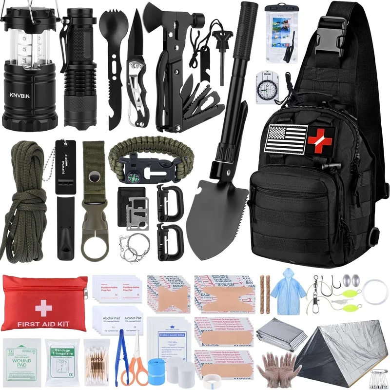 Außen Notfall Survival Kit, 250PCS Überlebenswerkzeug Set, Taktische Ausrüstung und Trauma-Tasche, für Erdbeben, Bug-Out-Situationen, Outdoor-Abenteuer, Geschenke für Männer zum Vatertag