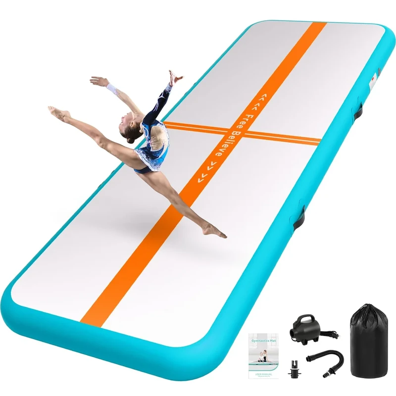 Airtrack Matte,Gymnastikmatte Länge 6m Dicke 10cm,mit Elektrische Luftpumpe 600W,Yoga Matte,Trainingsmatte,Turnmatte für Zuhause, Outdoor, Fitness,Gymnastik,Yoga und Training