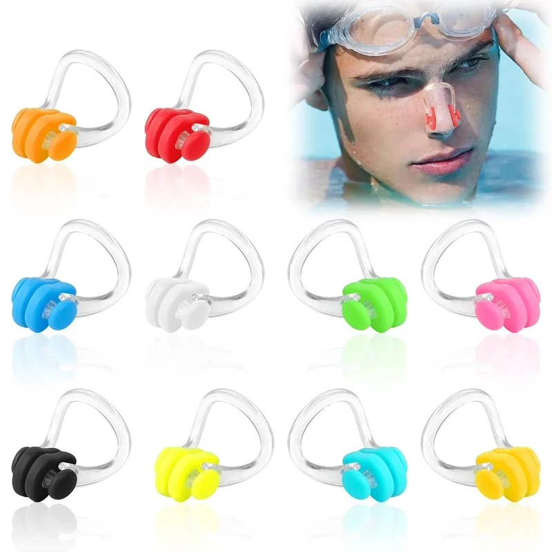 Weysoo Nasenklammer Schwimmen, 10 Stück Bunte Silikon Nasenklammer, Anti-Rutsch Nasenclip Schwimmen, Erwachsene und Kinder Nasenclip für Anfänger und Erfahrene Schwimmer