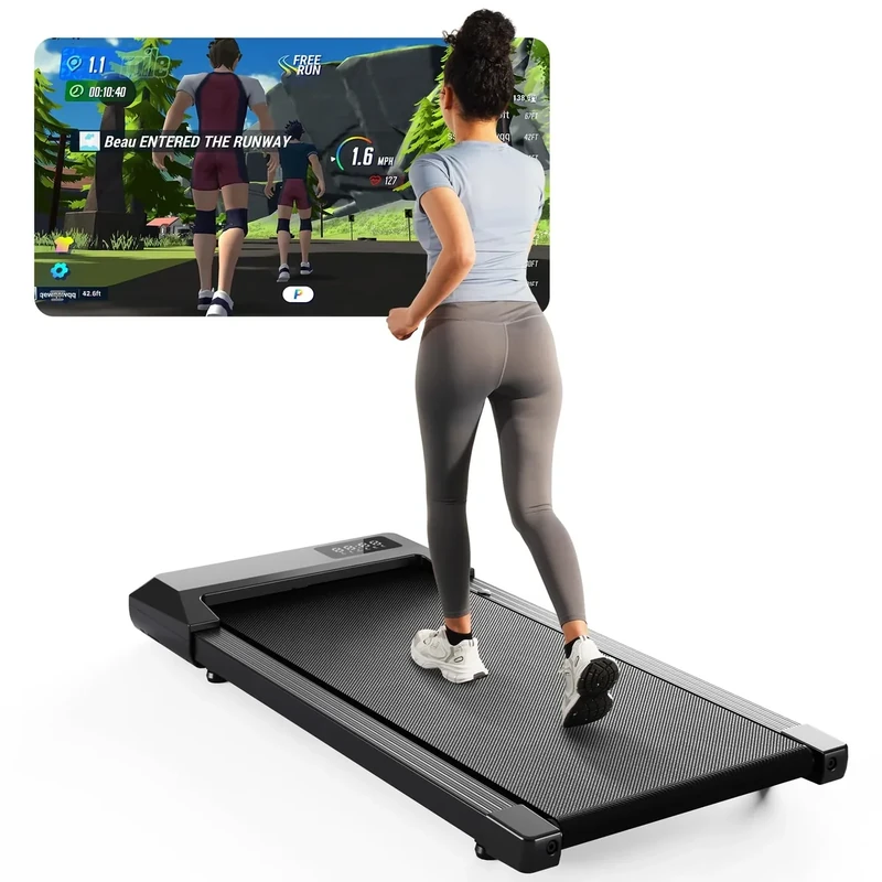 Copant Walking Pad Geeignet für High-Tech-Geräte, 6 km/h Laufband Schreibtisch mit APP-Steuerung, 136 KG Laufband für Zuhause mit Professionelle Trainingskurse & Multi-Runner-Rennen