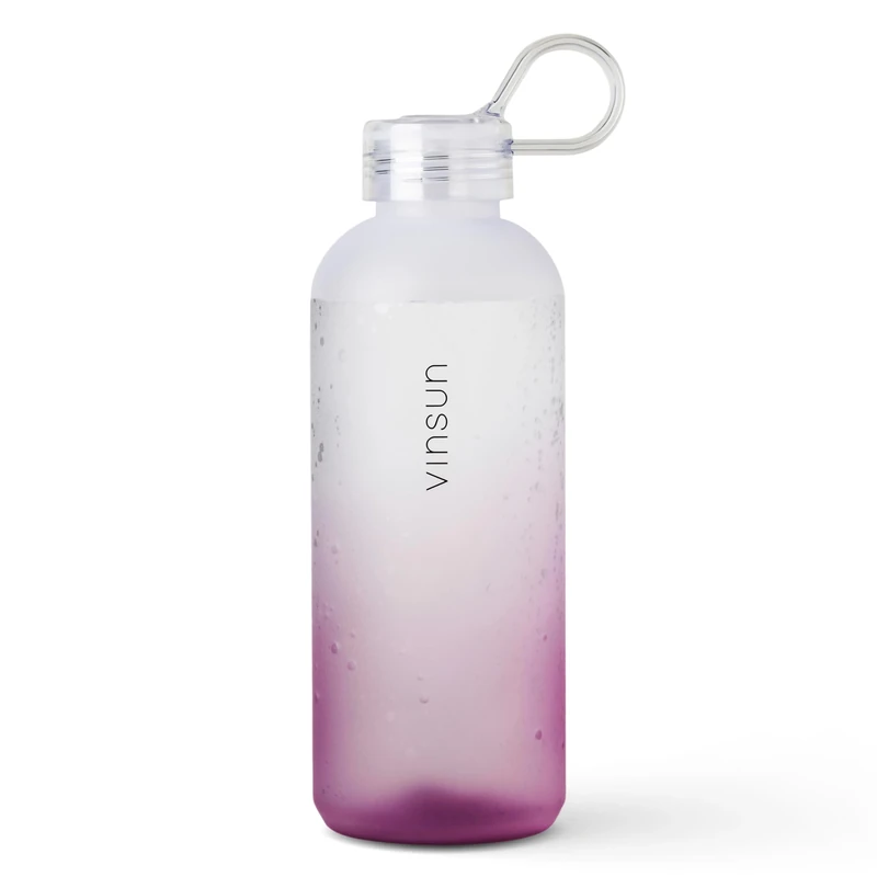VINSUN Trinkflasche 650ml pink - leicht, auslaufsicher, Kohlensäure geeignet, BPA frei, Tritan - Schlanke Wasser Flasche zum auffüllen - Schule, Sport, Büro, Yoga