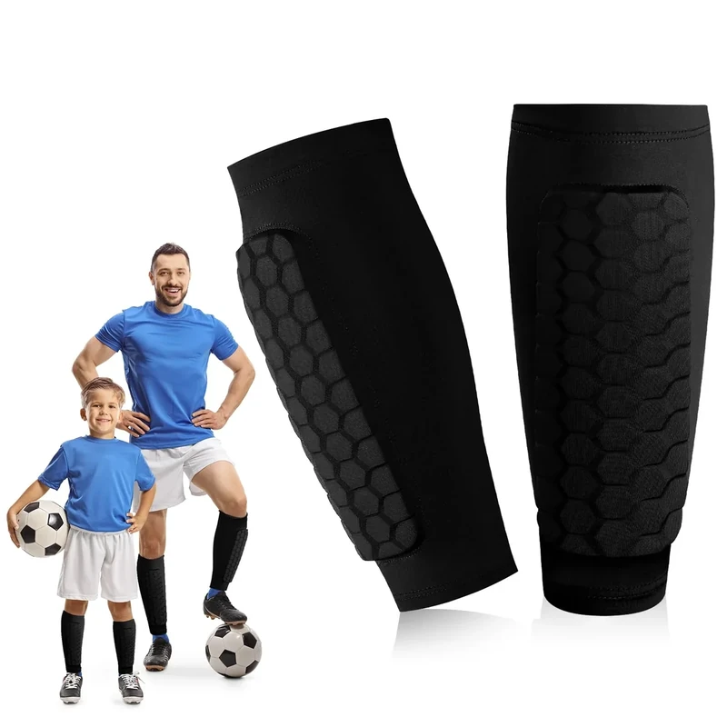 Mexgcom Schienbeinschoner Kinder Fussball, Schwarze Version Atmungsaktiv & rutschfest Schienbeinschoner Fußball zum Einschieben, Für heranwachsende Fußballspieler Entwickelt (S)