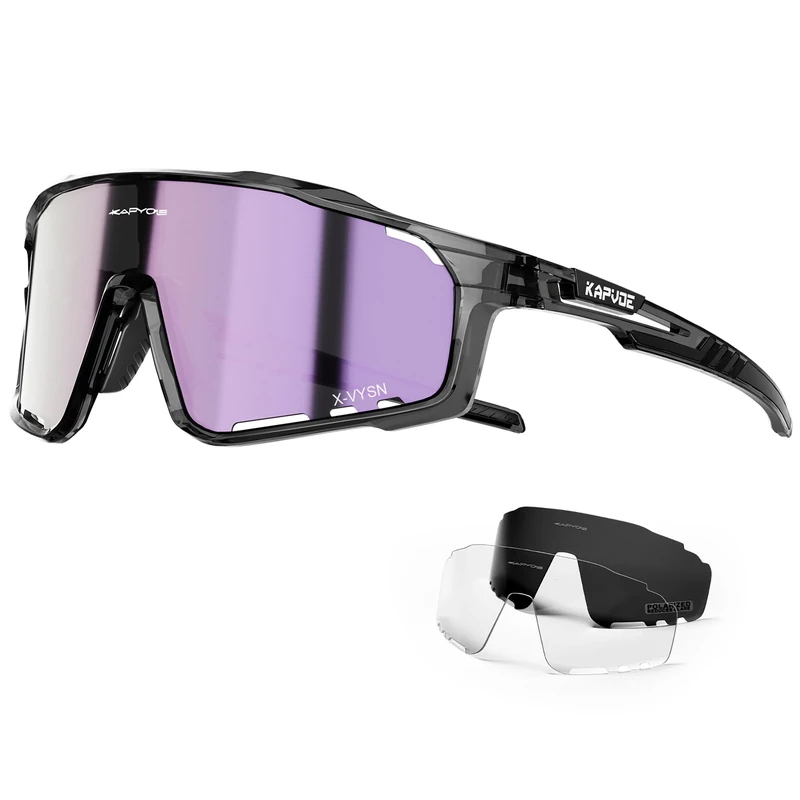 KAPVOE Polarisiert Fahrradbrille Herren Damen Rennrad Brille Sport Sonnenbrillen TR90 MTB Brille Radbrille Radsportbrille UV400 Schutz Sportbrille Radfahren MountainBike Laufen Volleyball Golf Lila
