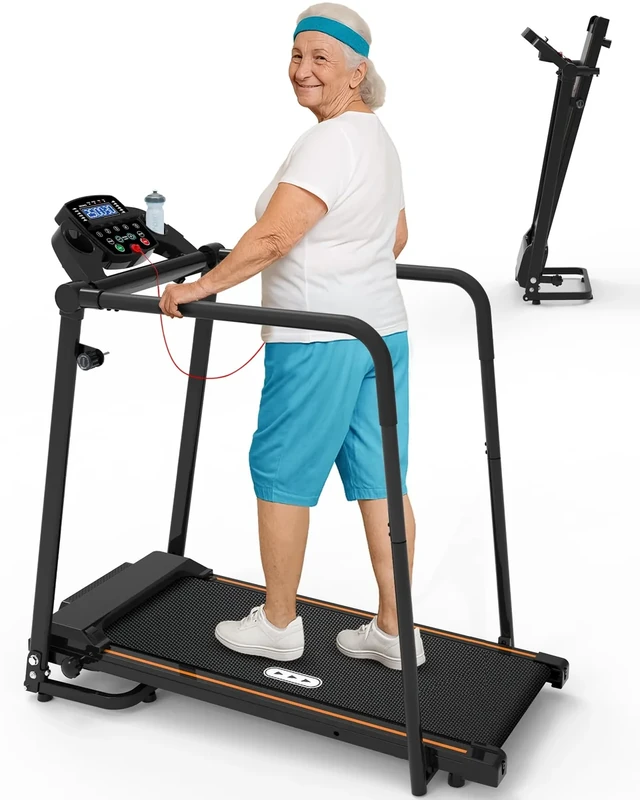 CIIHI Laufband für Senioren – Laufband für Zuhause Klappbar mit 136 kg Traglast – Langen Handläufen – Heimtrainingsgerät für Senioren mit Handyhalterung & Getränkehalter - Image 1