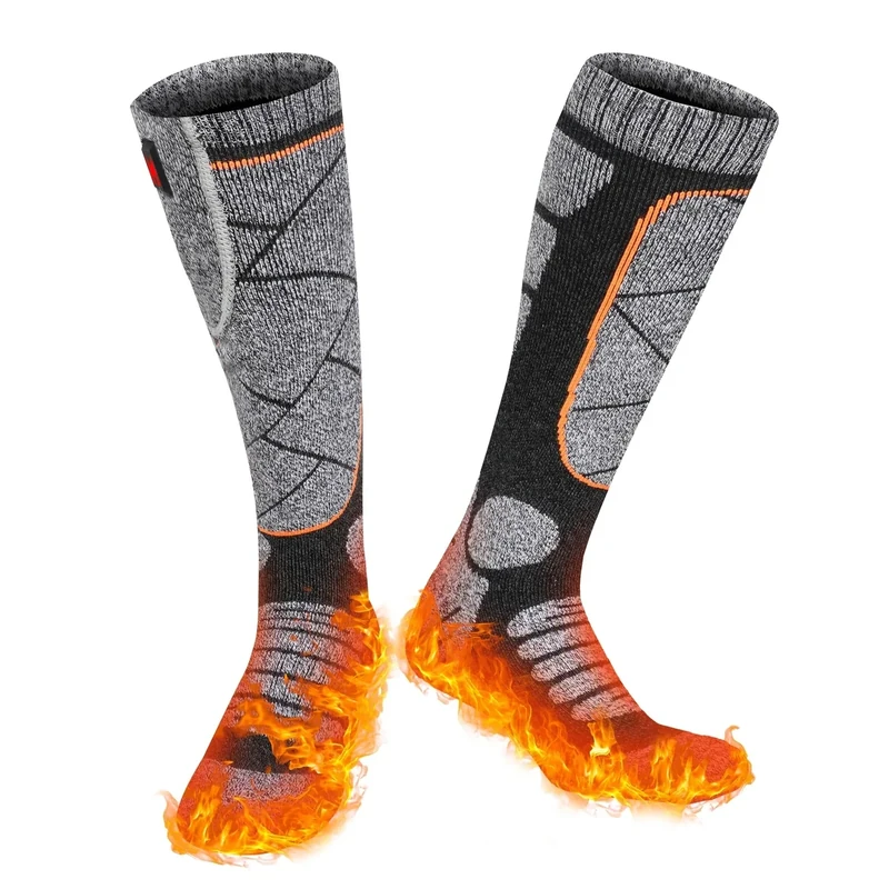 Beheizbare Socken, 6000mAh Akku Heizsocken, Elektrisch Beheizte Socken für Damen Herren, 3 Heizstufen Socken Beheizbar für Winter Outdoor-Sport
