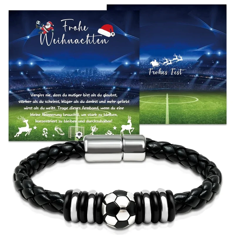 BOYATONG Fussball Armband-Weihnachten（B） für Jungen und Teenager, Fußball Geschenke für Jungs, Adventskalender-Füllung, Armband Jungen, Weihnachtsgeschenke für Teenager 5-14 Jahre