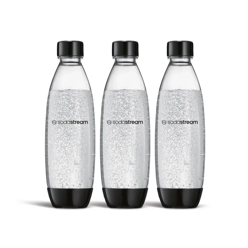 SodaStream 0,8L BPA-freie FUSE Kunststoffflasche schwarz | Spülmaschinengeeignet | Kompatibel mit DUO, E-DUO, Terra, uvm. | 3er-Pack