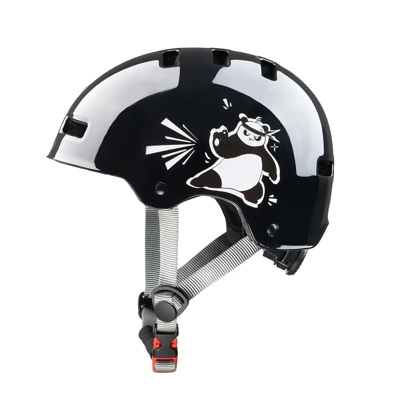 DUZSKJ Verstellbarer Kinder fahrradhelm für Mädchen Jungen, Helm Kinder Kinderhelm Skaterhelm Kinder Schutzhelm für Skateboard Fahrrad Scoot Ride Roller Inline Skates Radfahren (Schwarzer & Panda, M)