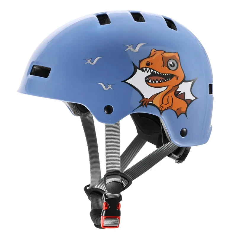 DUZSKJ Verstellbarer Kinderfahrradhelm für Jungen, Kleinkinder und Jugendliche, Schutzhelm für Skateboard Fahrrad Roller Inline-Skates und Radfahren (Blauer & Dinosaurier, S)