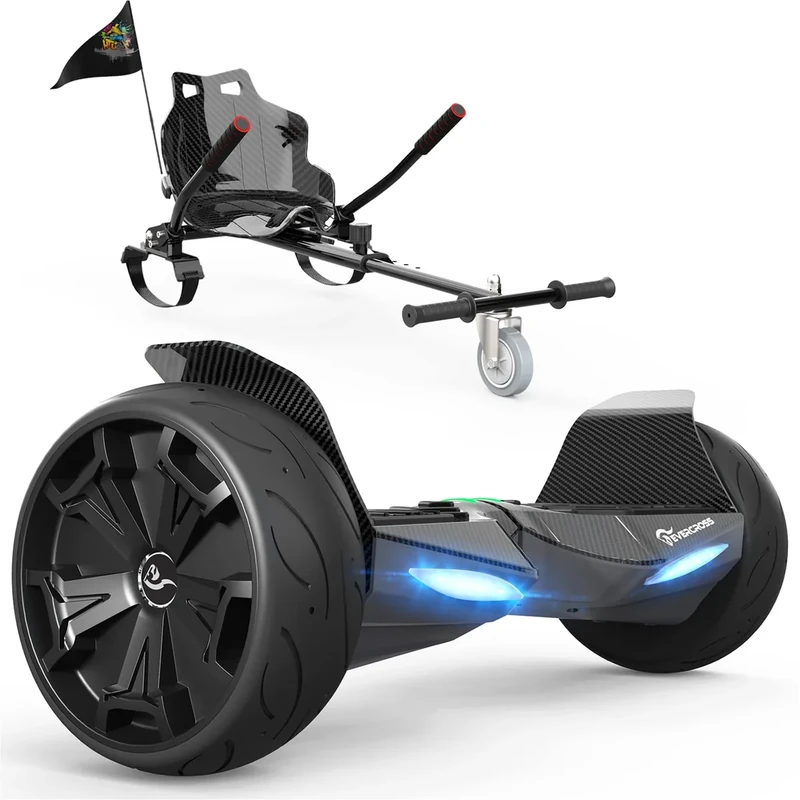 EVERCROSS Hoverboards mit Kart, 8,5" Hover Board Kinder mit Bluetooth, APP Steuerung, All Terrain Self Balancing Scooter mit Hoverkart für Teenager Erwachsene