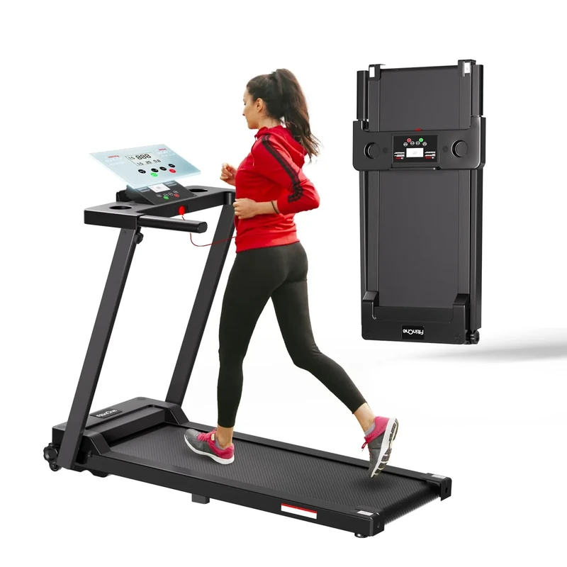 FitinOne Klappbares Laufband für Zuhause bis 6 km/h,Laufband mit LED-Anzeige und Tablet Holder, max. Belastung 150 kg, kompaktes Walking Pad für Zuhause und Büro