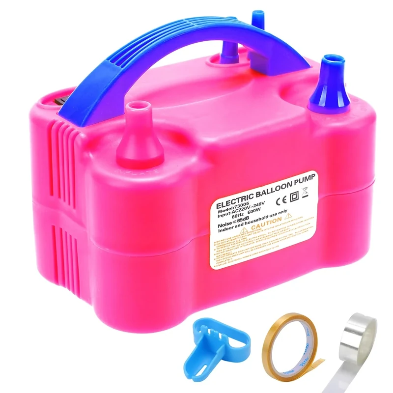 BXBHU Luftballonpumpe Elektrisch,600W Elektrische Ballonpumpe Luftpumpe für Ballons,Doppeldüse Inflatorgebläse Tragbare Pumpe für Partys,Hochzeiten Geburtstag Deko