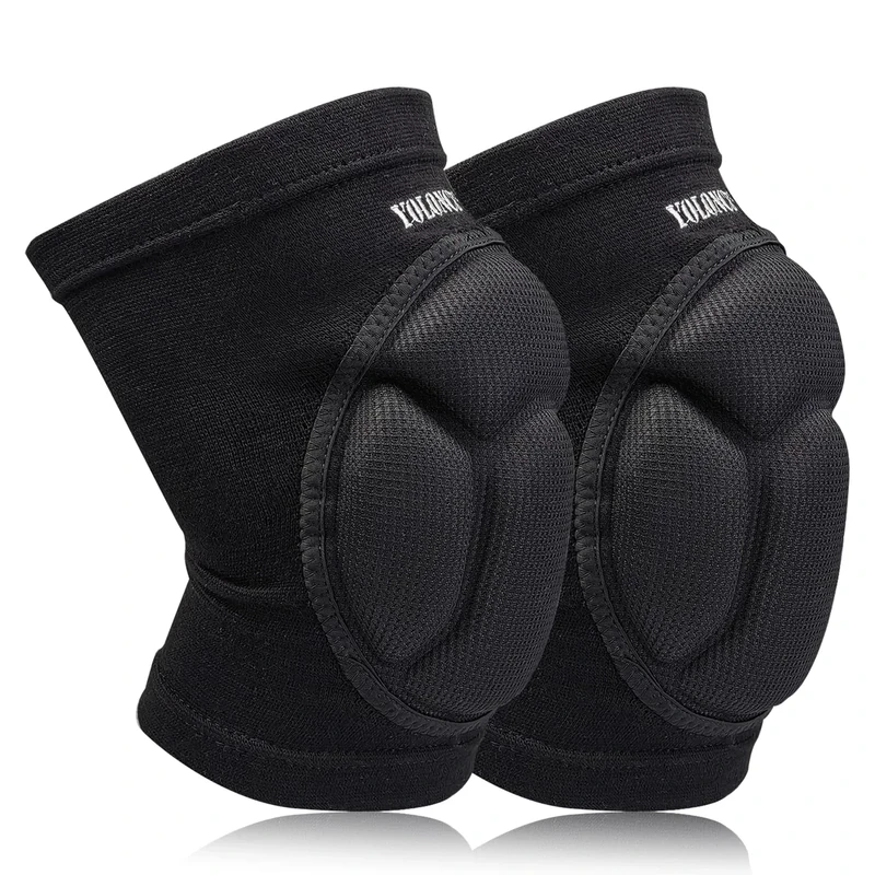 Viexpand 1 Paar Knieschützer, Schwamm Rutschfest Knieschoner, Knieschoner Sport Beschützer Verdickung Anti-Kollision Knie,Atmungsaktiv Hohe Elastizität, für Damen & Herren,Schwarz,L