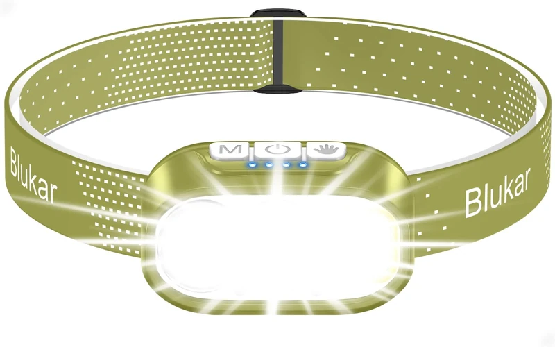 Blukar Stirnlampe LED 2 Farbtemperatur Wiederaufladbar, Superhell Kopflampe Stirnlampe Dimmbar mit Rotlicht & Sensor, 12 Lichtmodi, Wasserdicht & 30H+ Dauer für Stromausfälle/Camping, Armeegrün