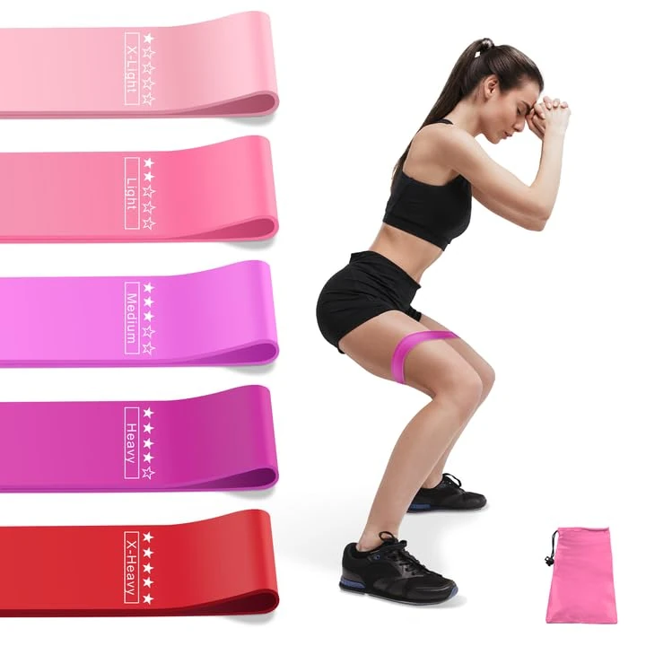 Aouplry Widerstandsbänder, Fitnessbänder Set mit 5 Widerstandsstufen, Hautfreundliches Trainingsbänder für Indoor-Fitness, Beinkrafttraining, Rehabilitation, Fitnessstudio, Yoga