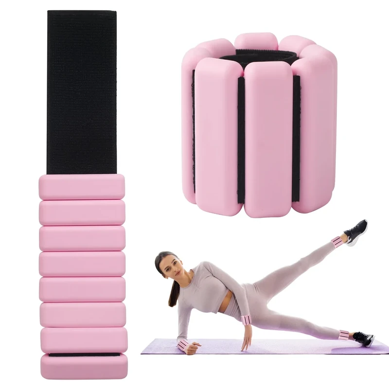 2 Stück Handgelenkgewichte Knöchelgewichte Set Gewichtsmanschetten Ankle Weights Handgelenk Gewichte für Yoga,Tanz,Barre,Pilates,Cardio,Aerobic,Walking,Gehen,Joggen (rosa)