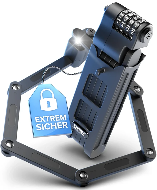 BÜCHEL Sekura Faltschloss Fahrrad | Sicherer Diebstahlschutz | Gehärteter Stahl | 85 cm Länge | Inkl. Halterung | Fahrradschloss für Bike, E-Bike & Motorrad (BASIC 85 cm Zahlencode)