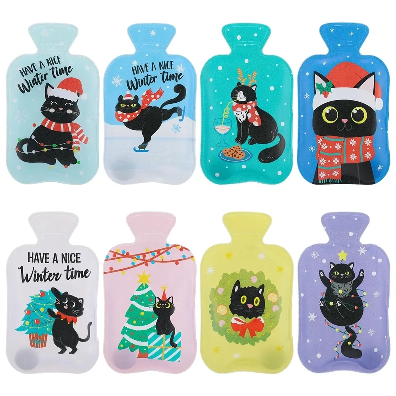 Newofview 8 Stück Taschenwärmer Wiederverwendbar, Taschenwärmer Kinder Handwärmer für Unterwegs Taschenwärmer Handwärmer Schwarze Katze Wärmepad für Kalte Tage für Unterwegs für Weihnachten