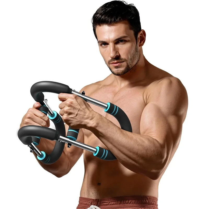 MERACH Power Twister mit 3 Widerstand, Brusttrainer Herren 27 - 50KG, Verstellbares Twister Armtrainer für Krafttraining Homegym, für Arme, Brust, Schultern und Rücken,Blau