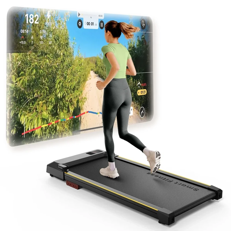 UREVO Smart Walking Pad, Kompaktes Leises Laufband Schreibtisch, mit Sechs-Punkt-Stoßdämpfung, Workout-App mit Track Insights und MIIT-Modus, Max. Belastung 136KG für Zuhause/Büro 2.5 PS