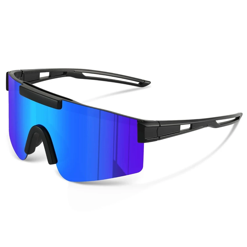 Sportbrille Polarisiert Radsportbrillen Fahrradbrille Schnelle brille für Herren Damen Sport Sonnenbrille UV400 Klar Laufbrille für MTB Rennrad Fahrrad Ski Rave black gland blue