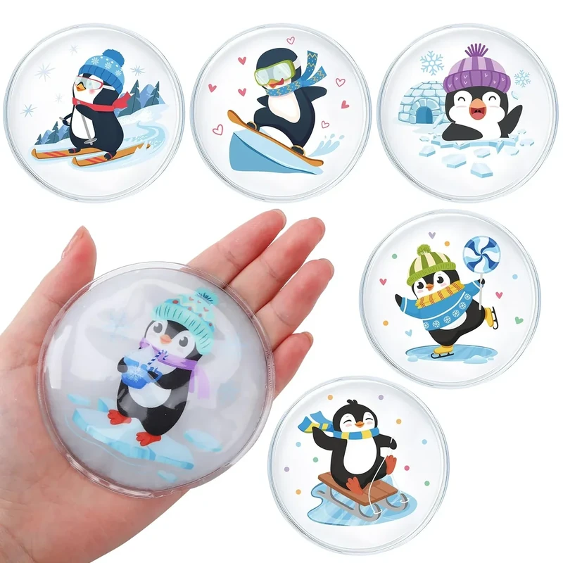Newofview 6 Stück Handwärmer Kinder, Taschenwärmer Wiederverwendbar Fingerwärmer für Unterwegs Pinguin Taschenwärmer Kinder und Erwachsene