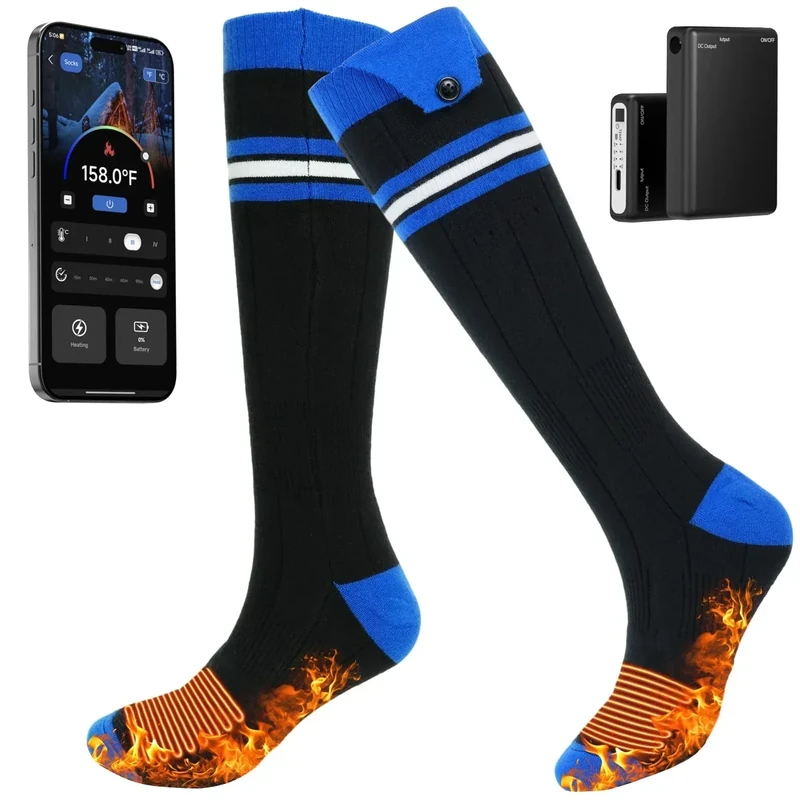 Minthouz Beheizbare Socken Heizsocken, Beheizte Socken Mit APP Steuerung, 2x5V 6000mAh Heizsocken Mit Akku Für Männer Frauen, 4 Heizstufen Geeignet Für Campen Angeln Radfahren Skifahren - Image 1