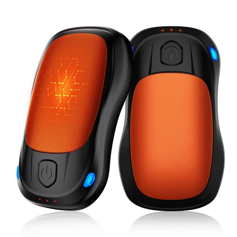 Handwärmer Elektrisch 2 Set, Taschenwärmer Wiederverwendbar AI Smart Chips 20 Stunden Heizun, Magnetic USB Hand Warmers 3-Einstellungen Schnelle Heizung, Geschenke für Frauen Männer Outdoor (Orange)