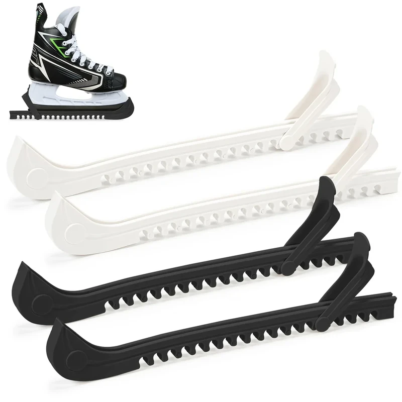 Bafiwu 2 Paar Kufenschoner Eiskunstlauf Schlittschuhe, Verstellbarer Eishockey Schlittschuhe Schoner, Schlittschuh Schoner Zubehör Für Kinder und Erwachsenenkufen (Schwarz+Weiß)