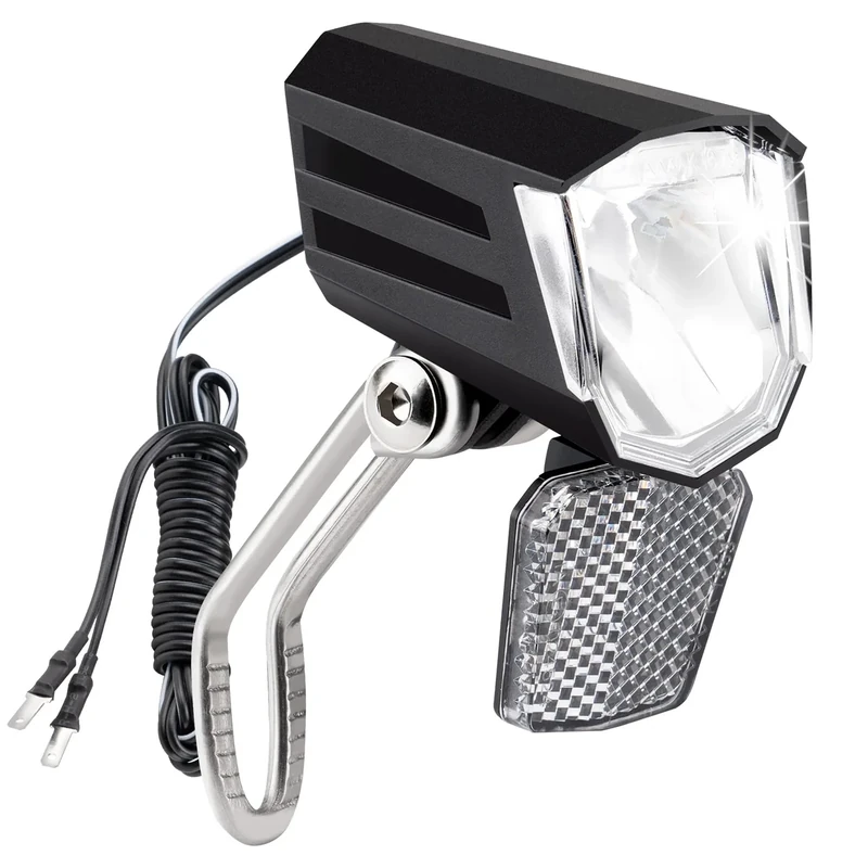 E-Bike LED Fahrradlicht Vorne, 50 LUX StVZO Zulassung Frontlicht, Fahrradlicht mit Reflektor, Fahrrad Scheinwerfer, Fahrradlampe Frontlicht für E-Bikes