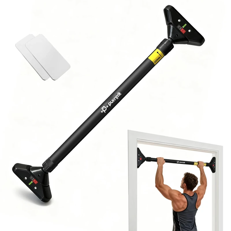Purrgrit Klimmzugstange Türöffnung Geeignet für 74-95cm Fitness Klimmzugstange für Heim-Fitnessgeräte, Türöffnung Multi-Grip Tür Klimmzugstangen mit gepolsterten Griffen