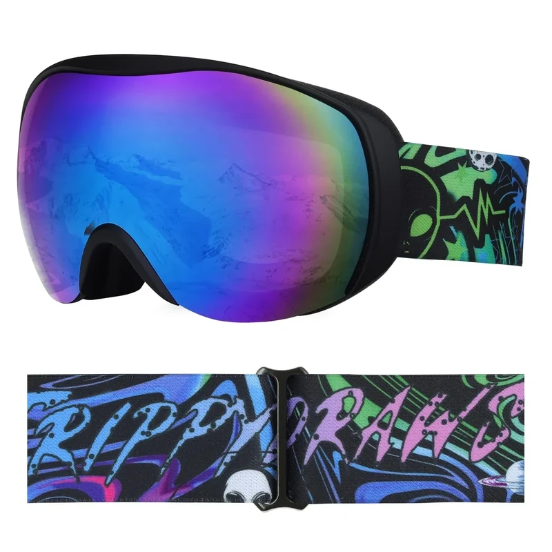 YooxArmor Skibrille Kinder, Anti Fog Snowboardbrille mit Double Lens für 6-14 Jahren Jungen und Mädchen,100% UV Helmkompatible OTG Schneebrille für Skifahren Skaten Wintersport