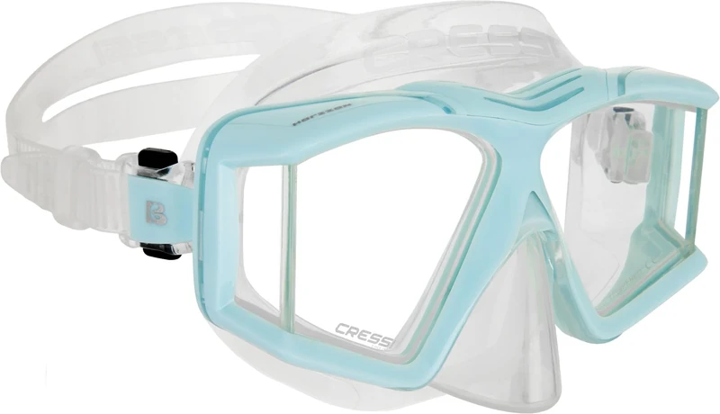CRESSI Horizon Mask Clear/Ice Ciano - Unisex Tauch und Schnorchelmaske mit 4 Separaten Temperargläsern für eine Pneingeschränkte Rundumsicht, Klar/Eisblau